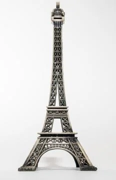 A vertical shot of the Eiffel Tower in Paris France isolated on a white backg 写真素材