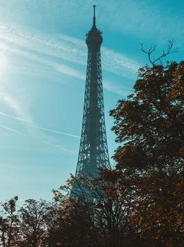 Vertical shot of Eiffel Tower Paris France Stock Photos