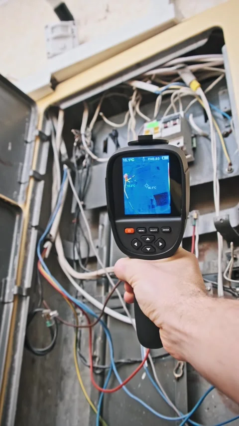 Vertical Shot: Electrical Thermal Analysis of Wires Video stock 303832460