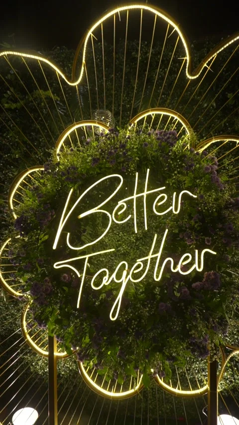 Vertical Shot of Elegant ‘Better Together’ Decor – Cinematic Gimbal Movement Stock Footage 311153886