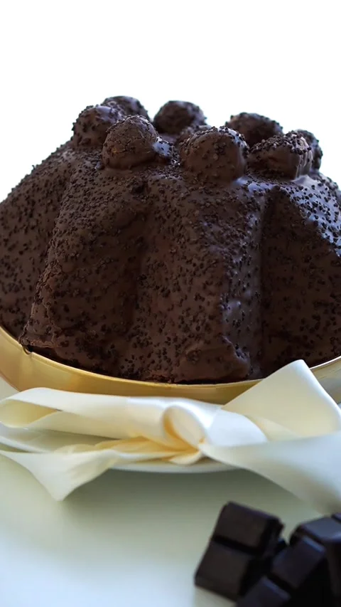 Vertical Shot of Elegant Profiteroles Cake for Celebration - Slow Motion Stock Footage 329929247