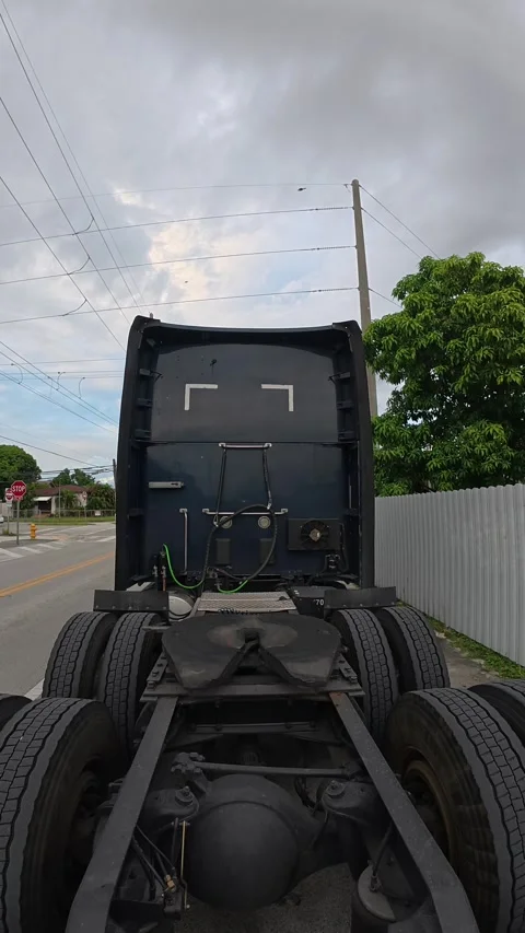 Vertical shot of an empty semi-trailer truck Stock Footage 320219998
