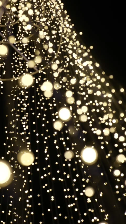 Vertical shot of golden light strings forming christmas tree 動画素材 222066645