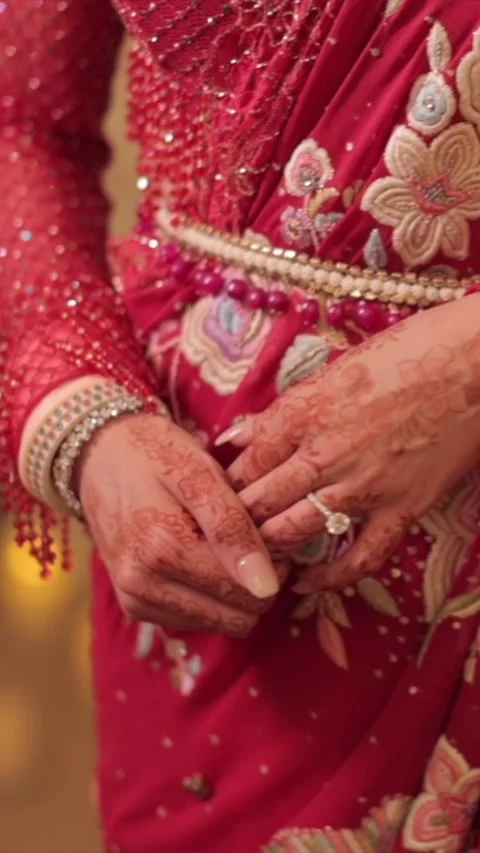 Vertical Shot of Indian Bride Posing During her wedding Reception 動画素材 337541288