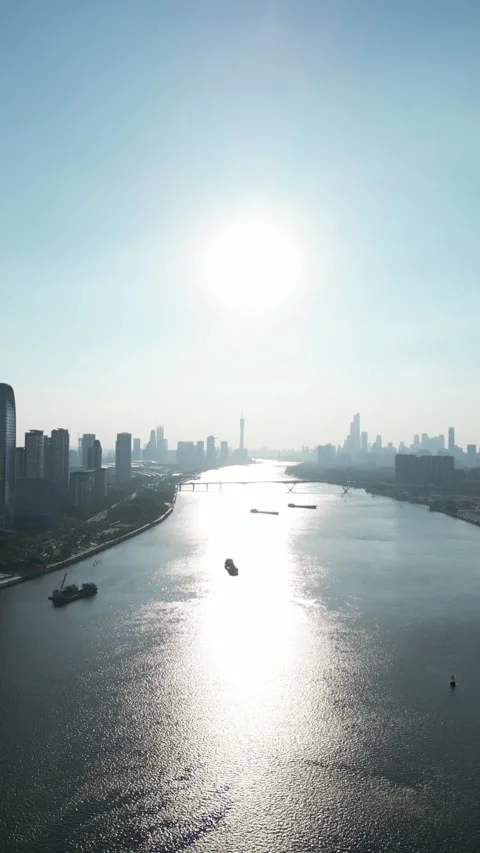 (Vertical shot) Large-scale time-lapse aerial video of Guangzhou Stock Footage 268187611