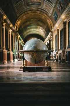 Vertical shot of the map globe in the Palace of Versailles. Paris, France Stock-Fotos