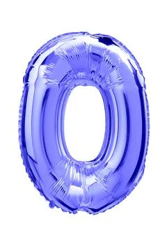 A vertical shot of a number zero blue balloon isolated on white Stock Photos