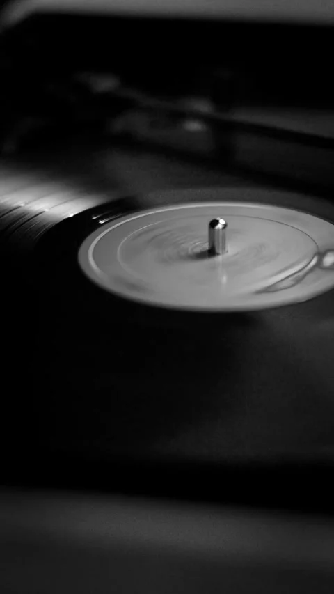 Vertical shot of a record spinning 2 動画素材 286186278