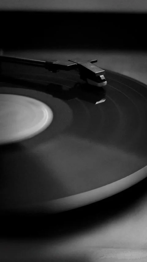 Vertical shot of a record spinning 動画素材 286186290