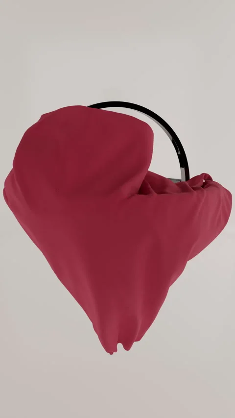 Vertical shot of rotating black rings on grey background. Falling red cloth Stock Footage 242530842