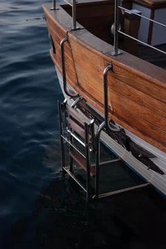 Vertical shot of the ship-side accommodation ladder Stock Photos