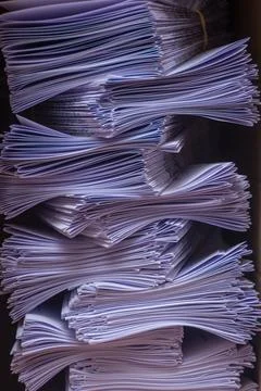 Vertical shot of stack of papers pattern Stock Photos