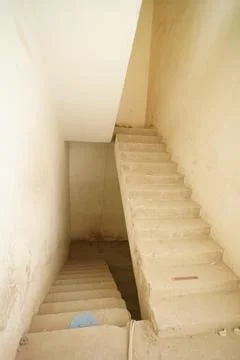 Vertical shot of the staircase during the construction process 스톡 사진