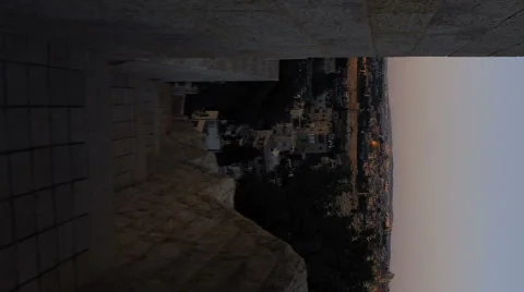 Vertical shot of Sunrise time-lapse from the BYU Jerusalem center. Stock Footage 54335889