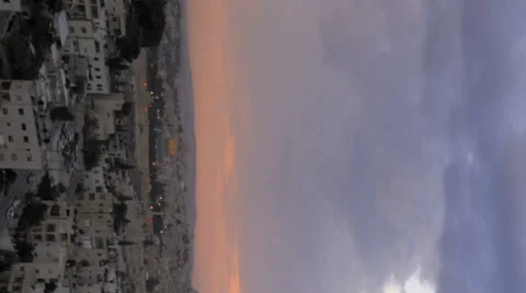 Vertical shot of Sunset time-lapse of Jerusalem from the BYU Jerusalem center. Stock Footage 54131148
