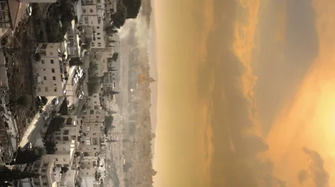 Vertical shot of Sunset time-lapse from the BYU Jerusalem center. Stock Footage 54132935