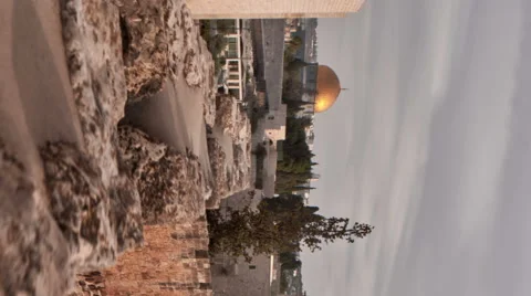 Vertical shot of Time-lapse from the BYU Jerusalem center. Stock Footage 54334986