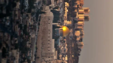Vertical shot of Time-lapse overlooking old city Jerusalem from the west of the Stock Footage 54177661
