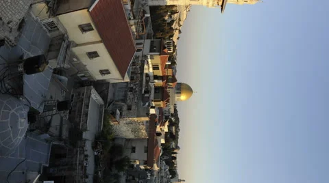 Vertical shot of Tracking time-lapse of Jerusalem and the Dome of the Rock at Stock Footage 54337309