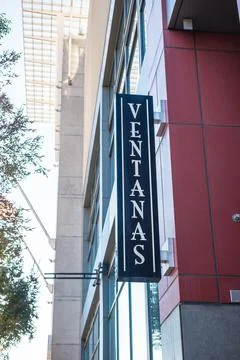 Vertical shot of Ventanas wedding venue sign in Atlanta, GA Stock Photos