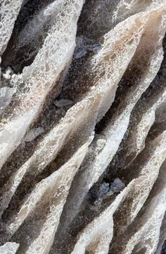 Vertical shot of a wall of eroded salt by water in Sovata resort, Romania Foto stock