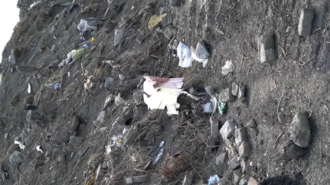 Vertical shot of waste in a dumping ground. Stock Footage 255919251