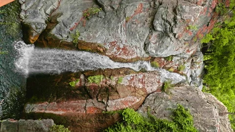 Vertical shot of a waterfall in nature Stock Footage 242480546