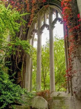 Vertical shot of a window inside the Val de Grasse church in Paris Stock Photos