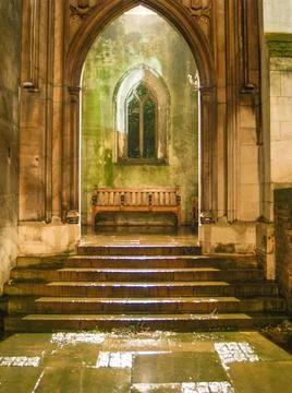 Vertical shot of a window inside the Val de Grasse church in Paris Foto stock