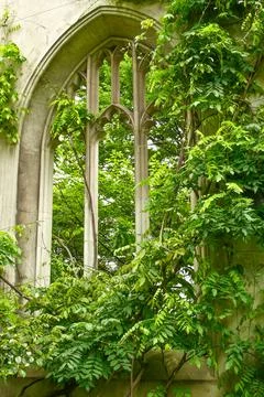Vertical shot of a window inside the Val de Grasse church in Paris Foto stock