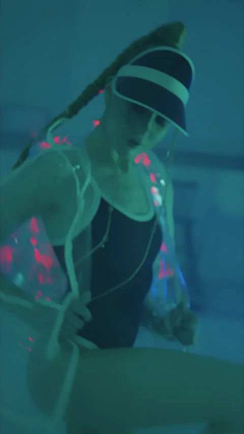 Vertical shot.fashion.slender model poses for camera in studio.red baseball Stock Footage 304116630