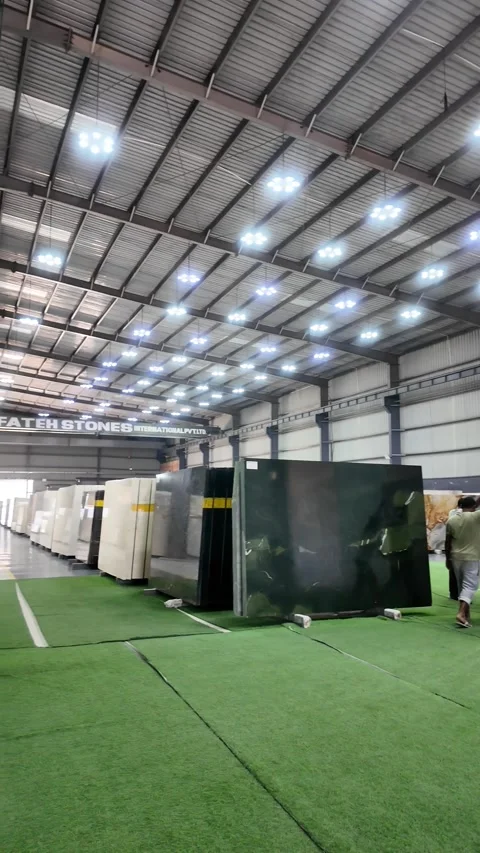 Vertical shots of Marble slabs. Marble Processing unit. Stock Footage 302878355