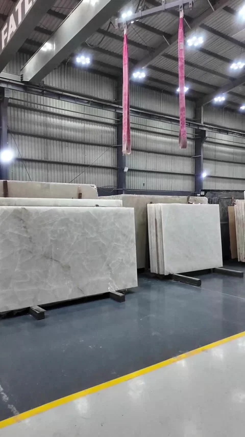 Vertical shots of Marble slabs. Marble Processing unit. Stock Footage 302878361