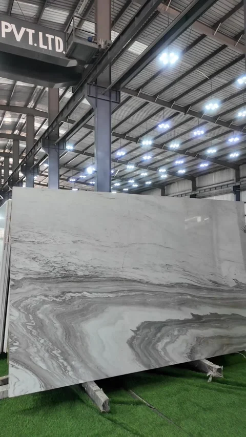 Vertical shots of Marble slabs. Marble Processing unit. Stock Footage 302878369