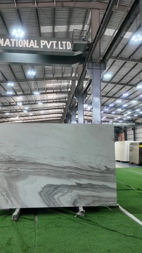 Vertical shots of Marble slabs. Marble Processing unit. Stock Footage 302878440