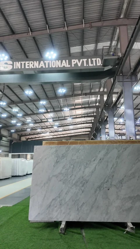 Vertical shots of Marble slabs. Marble Processing unit. Stock Footage 302878454