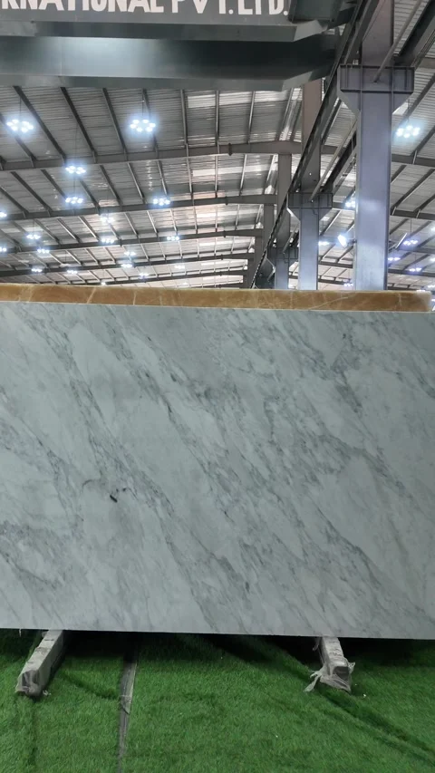 Vertical shots of Marble slabs. Marble Processing unit. Stock Footage 302878587