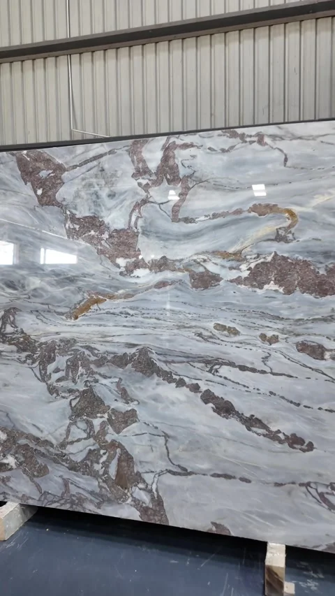 Vertical shots of Marble slabs. Marble Processing unit. Stock Footage 302878596