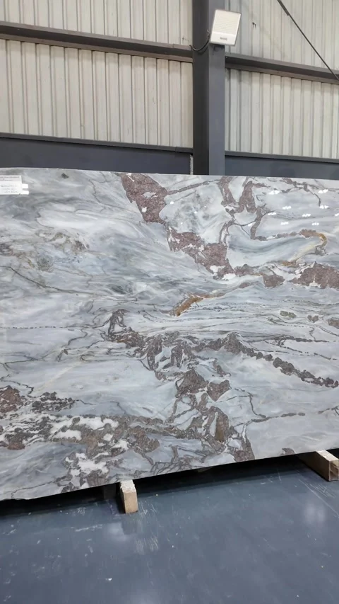 Vertical shots of Marble slabs. Marble Processing unit. Stock Footage 302878601