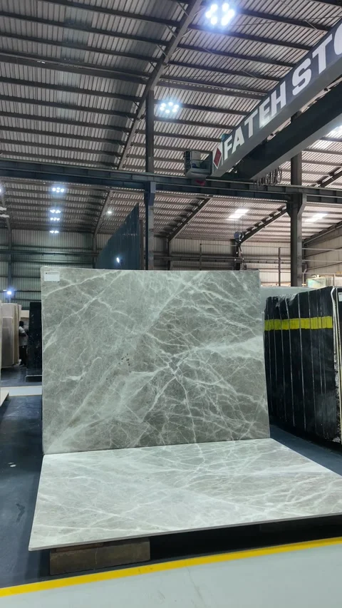 Vertical shots of Marble slabs. Marble Processing unit. Stock Footage 302878608