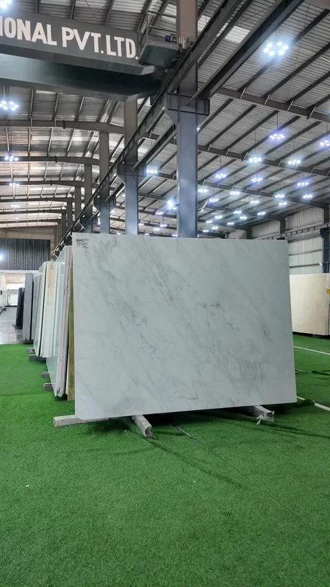 Vertical shots of Marble slabs. Marble Processing unit. Stock Footage 302878645