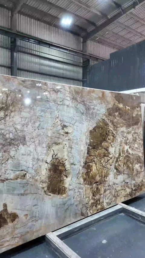 Vertical shots of Marble slabs. Marble Processing unit. Stock Footage 302878663