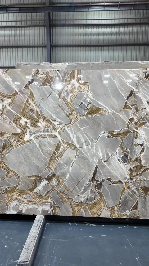 Vertical shots of Marble slabs. Marble Processing unit. Stock Footage 302878671