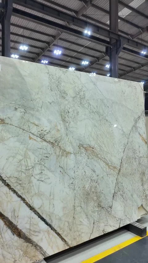 Vertical shots of Marble slabs. Marble Processing unit. Stock Footage 302878705