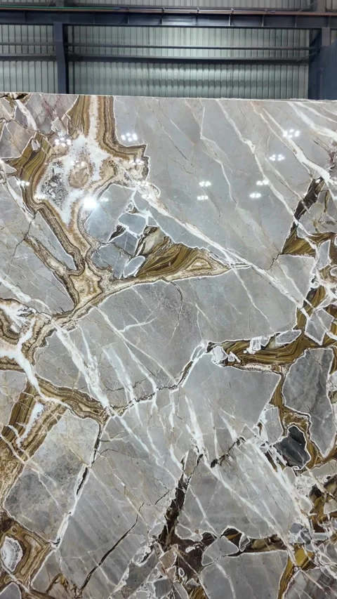 Vertical shots of Marble slabs. Marble Processing unit. Stock Footage 302878707
