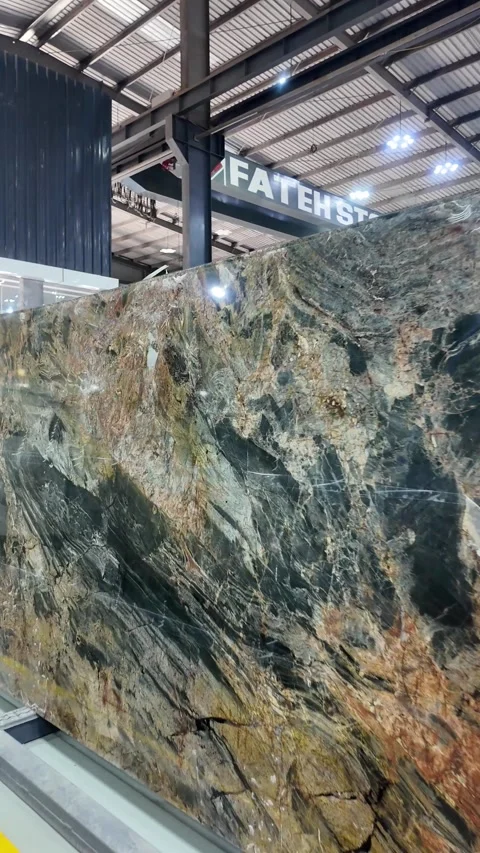 Vertical shots of Marble slabs. Marble Processing unit. Stock Footage 302878761