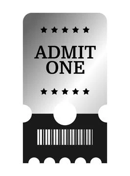 Vertical silver admit one ticket template design. Cinema, theater, casino, .. Illustrazione stock