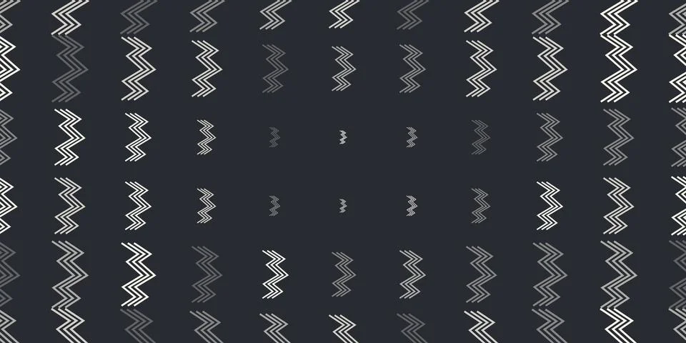 Vertical silver and gray chevrons vary in scale across a charcoal field, cr.. Stock Illustration
