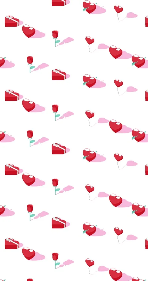 Vertical simple seamless motion loop of Valentines day icons on white background Stock Footage 326837302