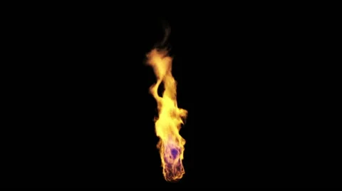 Vertical Single Torch Flame on Black Background Isolated Vidéo 60803462